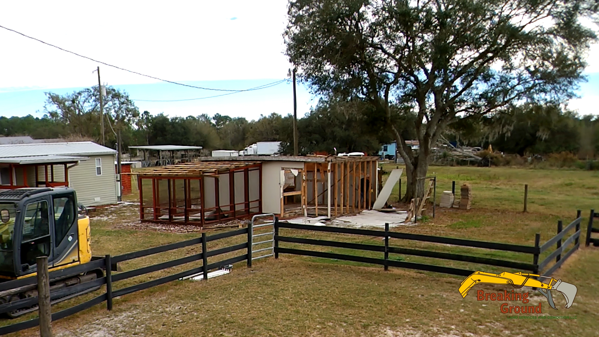 Outbuilding teardown in progress